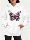 Women's Hoodie Soft Gradient Wings With Delicate Petal Shades On Butterfly