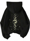 Men's Hoodie Celestial Phases With Stars And Moon Surrounded By Starlight Moon