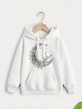 Women's Hoodie Bohemian Starry Night Sky With Decorative Crescent Moon