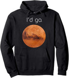 Men's Hoodie Id Go Dusty Orange Planet Under Galactic Skies With Subtle Shadows Mars