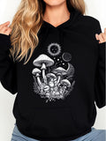 Women's Hoodie Celestial Moon And Stars Illuminating A Mystic Forest Mushroom