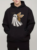 Men's Hoodie Ghostly Veil Draped Over Golden Winged Bee