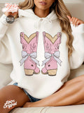 Women's Hoodie Adorable Pink Boots With Blue Ribbons And Decorative Stars Boots