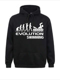 Men's Hoodie Evolution Progression Stages With Human Figures And Swimming Athlete