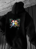 Men's Hoodie Festive Holiday Cheer With Colorful Parrots Wearing Santa Hats Parrot