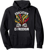 Men's Hoodie Education Is Freedom Colorful Leaves Emerging From Open Book