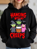 Women's Hoodie Hanging With My Creeps Cute Monsters With Drum Bat Witch Halloween