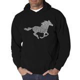 Men's Hoodie Dynamic Monochrome Design Lightning Details On Galloping Horse