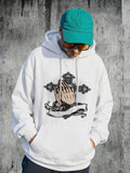 Men's Hoodie Praying Hands With Gothic Ornamented Cross Motif Hoodie
