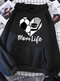 Men's Hoodie Mom Life With Heart Shaped Sports Balls Tennis Racket Basketball And Soccer