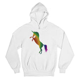 Men's Hoodie Vivid Rainbow Gradient Pattern On Jumping Mythical Unicorn