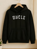 Men's Hoodie Uncle Retro White Block Lettering On Cozy Fleece Hoodie