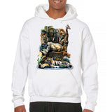 Men's Hoodie Wild Animal Kingdom Under Lush Jungle With Giraffe And Lion