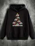 Men's Hoodie Stacked Christmas Tree With Festive Santa Hats Cat