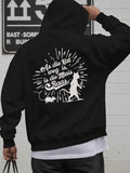 Men's Hoodie Silhouette Figure Walking With Playful Cat Among Radiant Light Hoodie