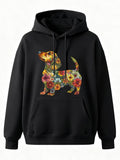 Men's Hoodie Colorful Blossoms Intertwined Under Sunlight Forming A Floral Dachshund Dog