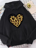 Men's Hoodie Leopard Print Pattern Inside A Bold Outlined Heart