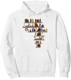 Men's Hoodie Books Cats And Plants Arranged On Floating Wooden Shelves Hoodie