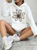 Women's Hoodie Colorful Petals With Vintage Ornamental Patterns On Bright White Flower
