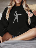 Women's Hoodie Artistic Motion With Polka Dot Pattern Across Tennis Player