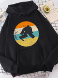Men's Hoodie Retro Striped Circle With Silhouette Playing Hockey Goalie
