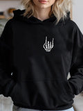 Women's Hoodie Minimalist Skeletal Hand With Finger Bones On Chest Hoodie