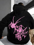 Men's Hoodie Neon Pink Web Spun Design With Crawling Spider Hoodie
