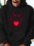 Men's Hoodie Galaxy Inspired Red Heart Surrounded By Stardust Paw Print