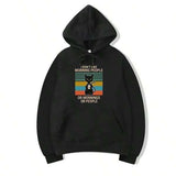 Men's Hoodie I Hate Morning People Cute Black Cat With Colorful Retro Striped Block Cat