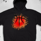 Men's Hoodie Abstract Orange Halftone Splash With Blazing Energy Basketball