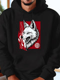 Men's Hoodie Fierce White Wolf With Fiery Accent And Bold Target Motif Wolf