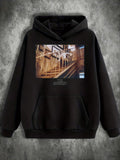 Men's Hoodie Rustic Wooden Beams And Sunlit Shadows Inside Building