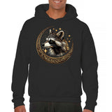 Men's Hoodie Golden Crescent Moon With Detailed Stars Surrounding A Realistic Raccoon