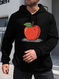 Men's Hoodie With Bright Red Apple Lying On Shaded Ground Apple