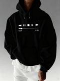 Men's Hoodie Minimalist Music Player Controls And Digital Timer Hoodie
