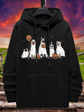 Women's Hoodie Halloween Pumpkin Among Playful Dogs In Ghost Costumes Hoodie