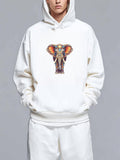 Men's Hoodie Vibrant Colors Gentle Glow Among The Majestic Wild Elephant