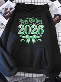 Men's Hoodie Happy New Year Green Bow With Decorative Elements Hoodie
