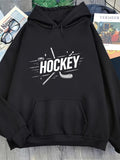 Men's Hoodie Dynamic Motion Lines With Flying Puck And Crossing Hockey Sticks Hockey