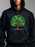 Men's Hoodie Bright Green Leaves And Branches Under Soft Sunshine Tree