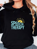 Women's Hoodie Speech Therapy Smiling Sun With Radiant Yellow Sunbeams Illustration