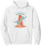 Men's Hoodie Dancing Human Figure With Whirling Spaceships Under Shining Cosmic Light Spaceship