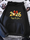 Men's Hoodie Happy New Year Golden Bow Festive Elements With Shiny Ornaments Hoodie