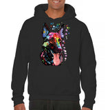 Men's Hoodie Vivid Spots With Abstract Brush Strokes Colorful Dog Portrait