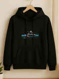 Men's Hoodie Blue Lights Reflected Over Calm Water Shark
