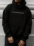 Men's Hoodie Cool Baseball Dad Club Minimal Lettering On Black Hoodie