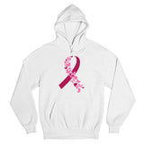 Men's Hoodie Delicate Pink Flowers Blooming Across Awareness Ribbon