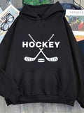 Men's Hoodie Hockey With Crossed Sticks And Central Black Hockey Puck Sweatshirt