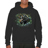Men's Hoodie Wild Jungle With Bushes And Lush Foliage Triceratops