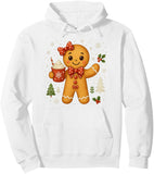 Men's Hoodie Festive Snowflakes With Holly And Christmas Trees Gingerbread Cookie